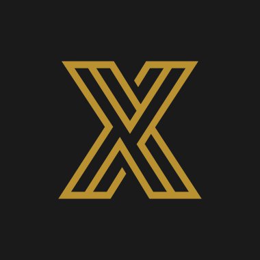 harf X mono line ve teknoloji logosu, simge ve illüstrasyon