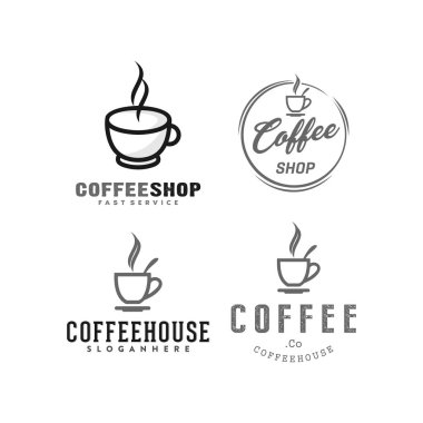 Klasik kahve ve kupa logosu, simge ve resim
