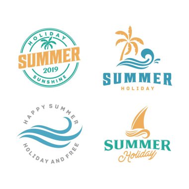 tatil ve yaz logosu, simge ve resimleme