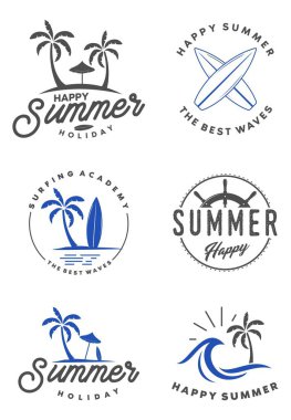 yaz ve tatil logosu, simge ve illüstrasyon