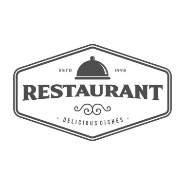 Klasik restoran ve retro logo, bir resim simgesi