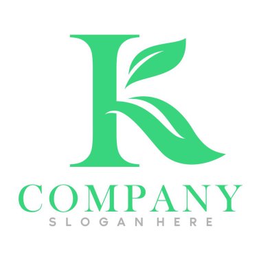 K harfi ve yaprak logosu, simge ve illüstrasyon