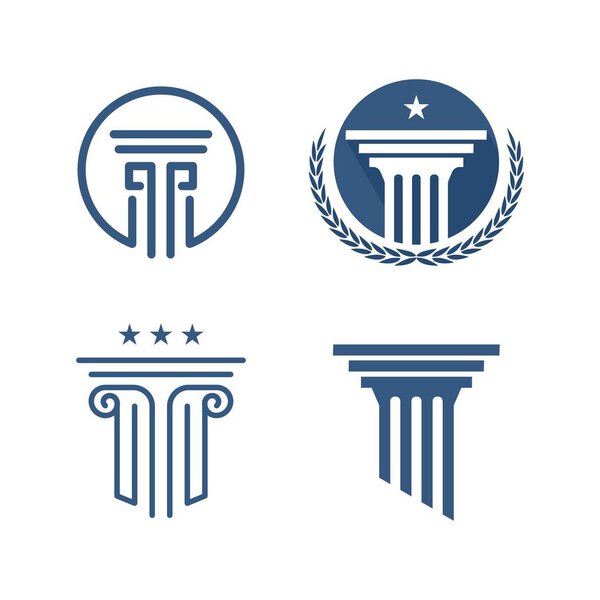 law and business logo, icon and illustration