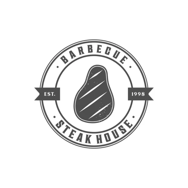 Logotipo Del Restaurante Vintage Barbacoa Icono Ilustración — Vector de stock