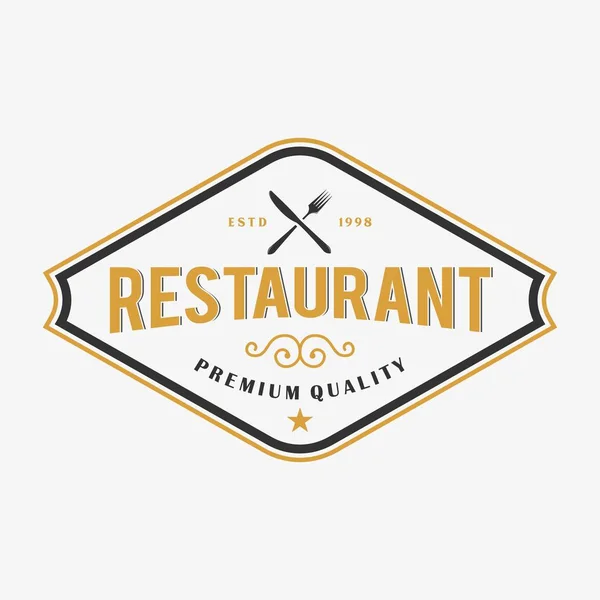 Vintage Restaurant Retro Logo Icon Illustration — 스톡 벡터