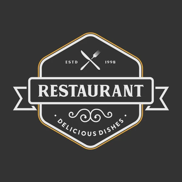 Vintage Restaurant Retro Logo Icon Illustration — 스톡 벡터