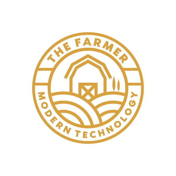Vintage Farm Mono Line Logo Icon Illustration — 스톡 벡터