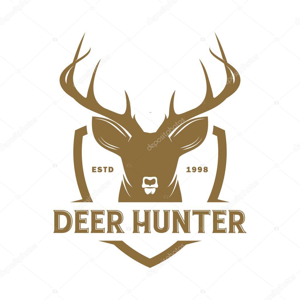 vintage deer head logo, icon and illustration
