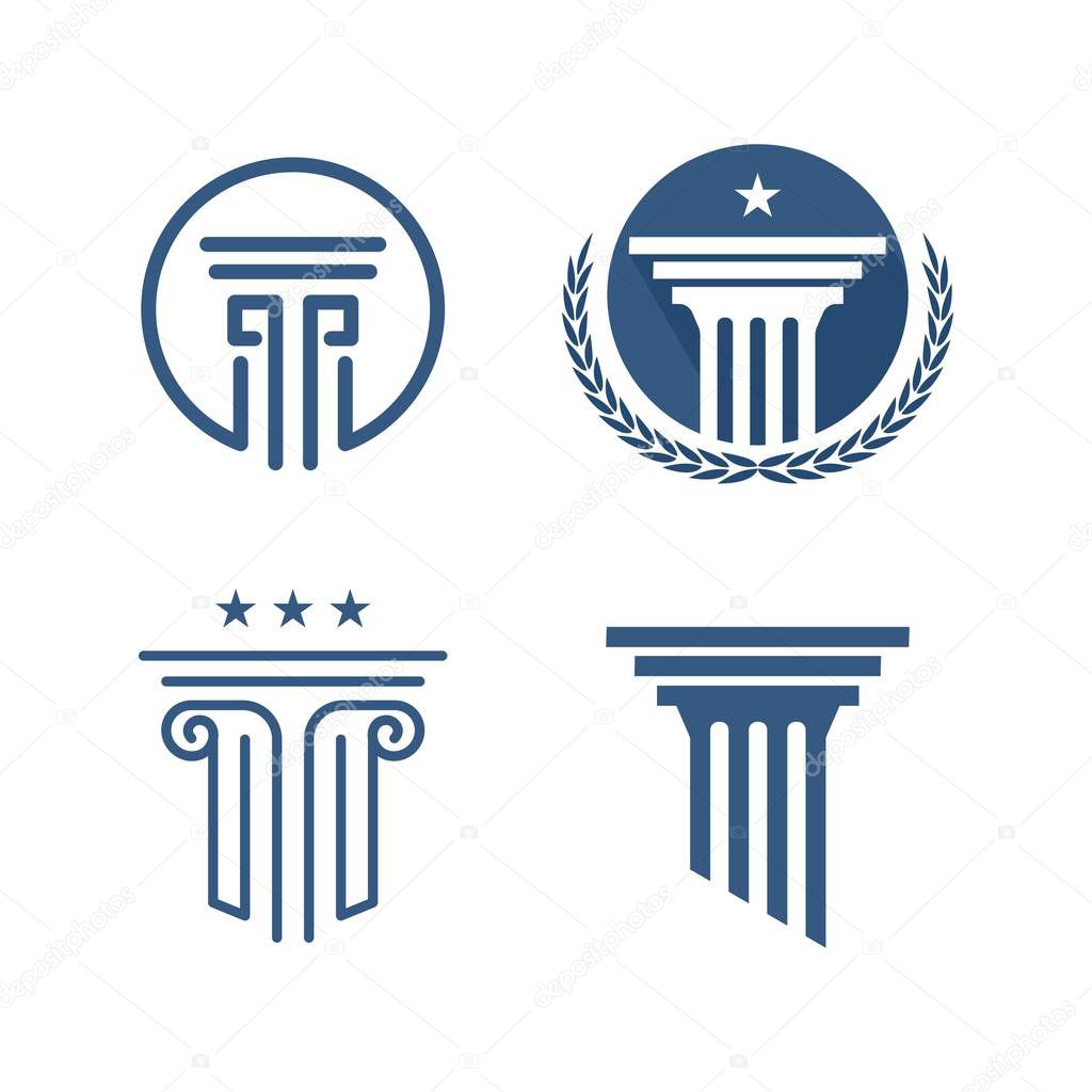 law and business logo, icon and illustration