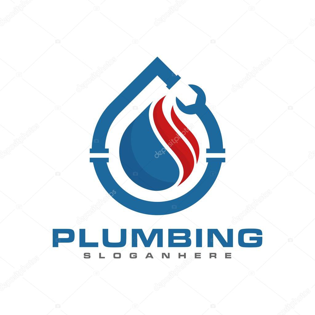 Plumbing service logo, icon and template