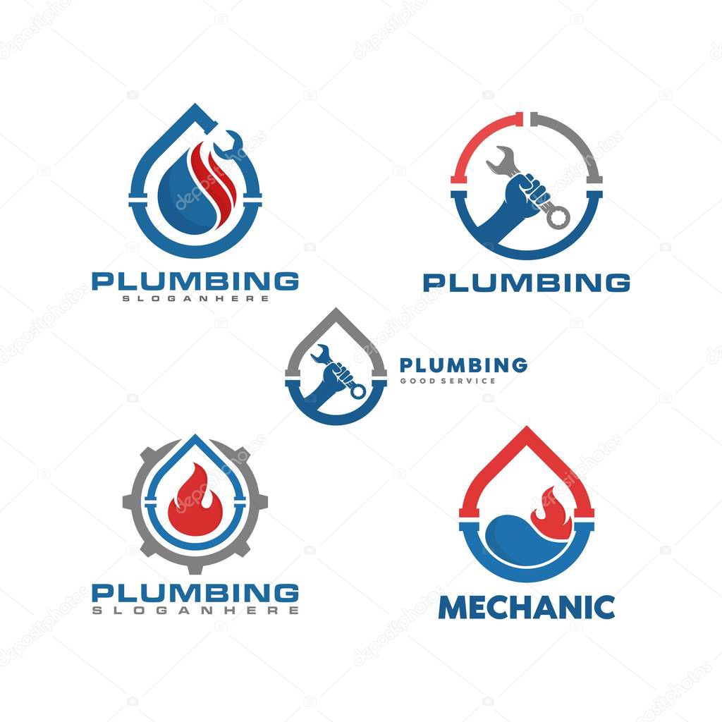 Plumbing service logo, icon and template