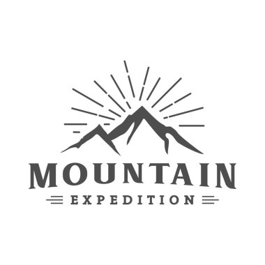 Eski ve eski dağ logosu, simge ve illüstrasyon