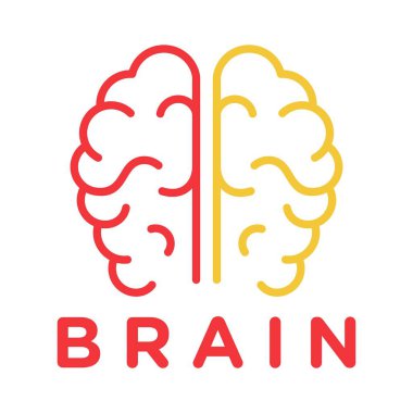 Beyin ve teknoloji logosu, simge ve şablon