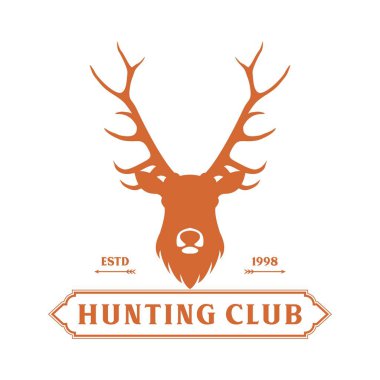 Klasik geyik ve boynuz logosu, simge ve resim