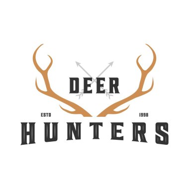 Klasik geyik ve boynuz logosu, simge ve resim