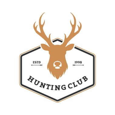 Klasik geyik ve boynuz logosu, simge ve resim