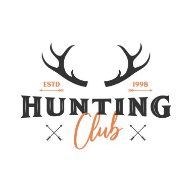 Klasik geyik ve boynuz logosu, simge ve resim