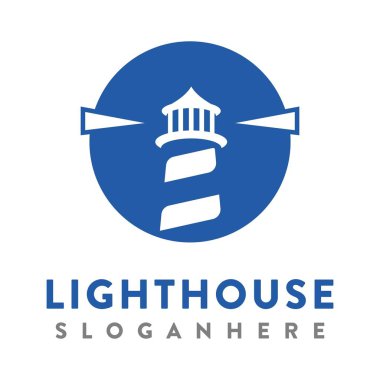 deniz feneri ve bina logosu, simge ve illüstrasyon