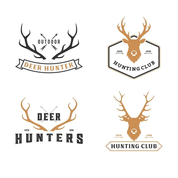 Vintage Deer Antler Logo Icon Illustration — Stock Vector