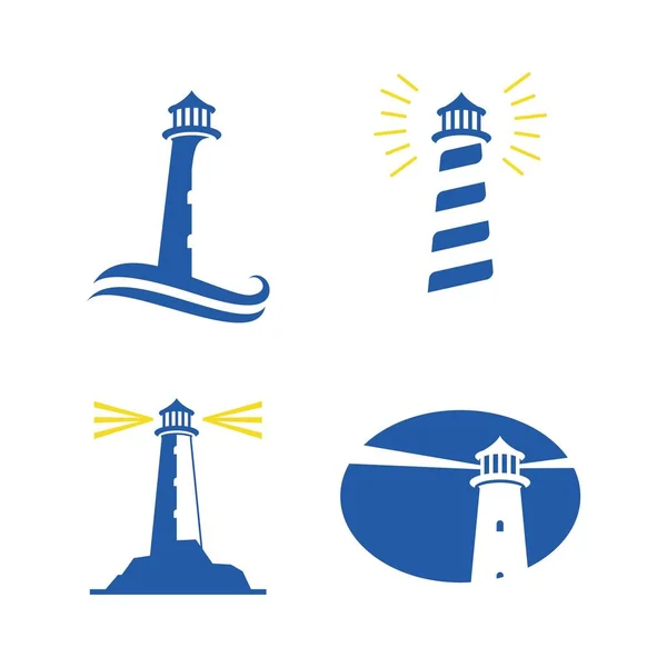 Deniz Feneri Bina Logosu Simge Illüstrasyon — Stok Vektör
