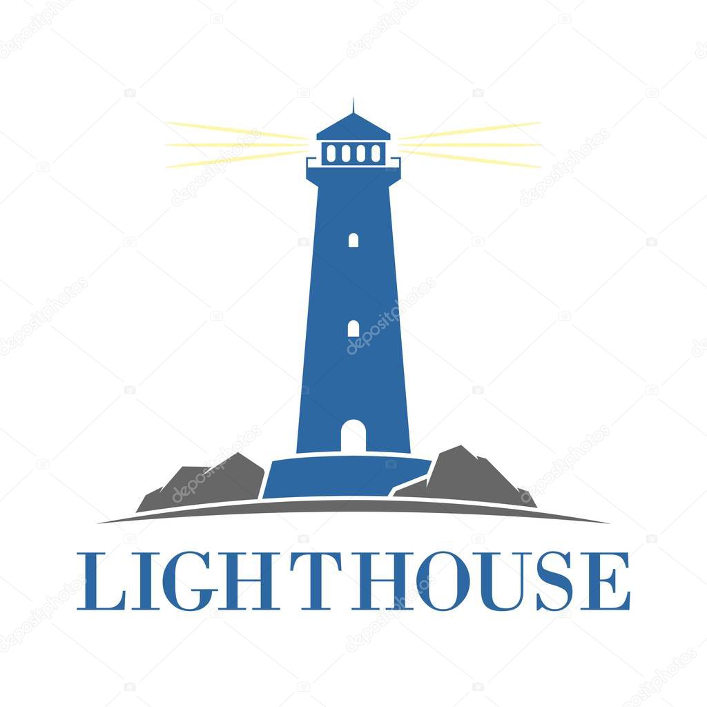 lighthouse and building logo, icon and illustration