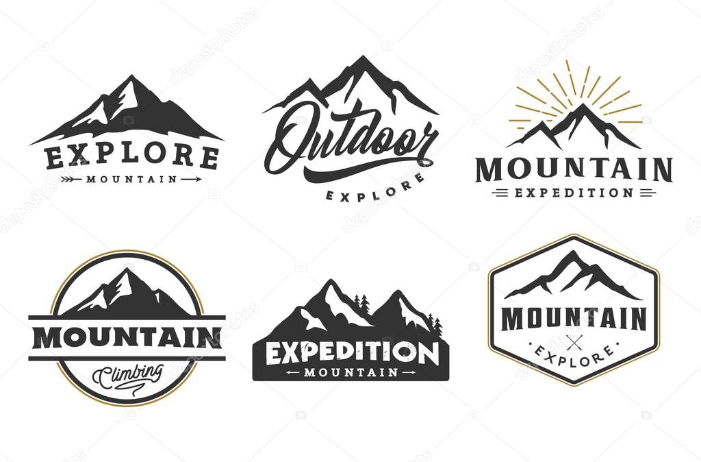 Vintage and retro mountain logo, icon and illustration