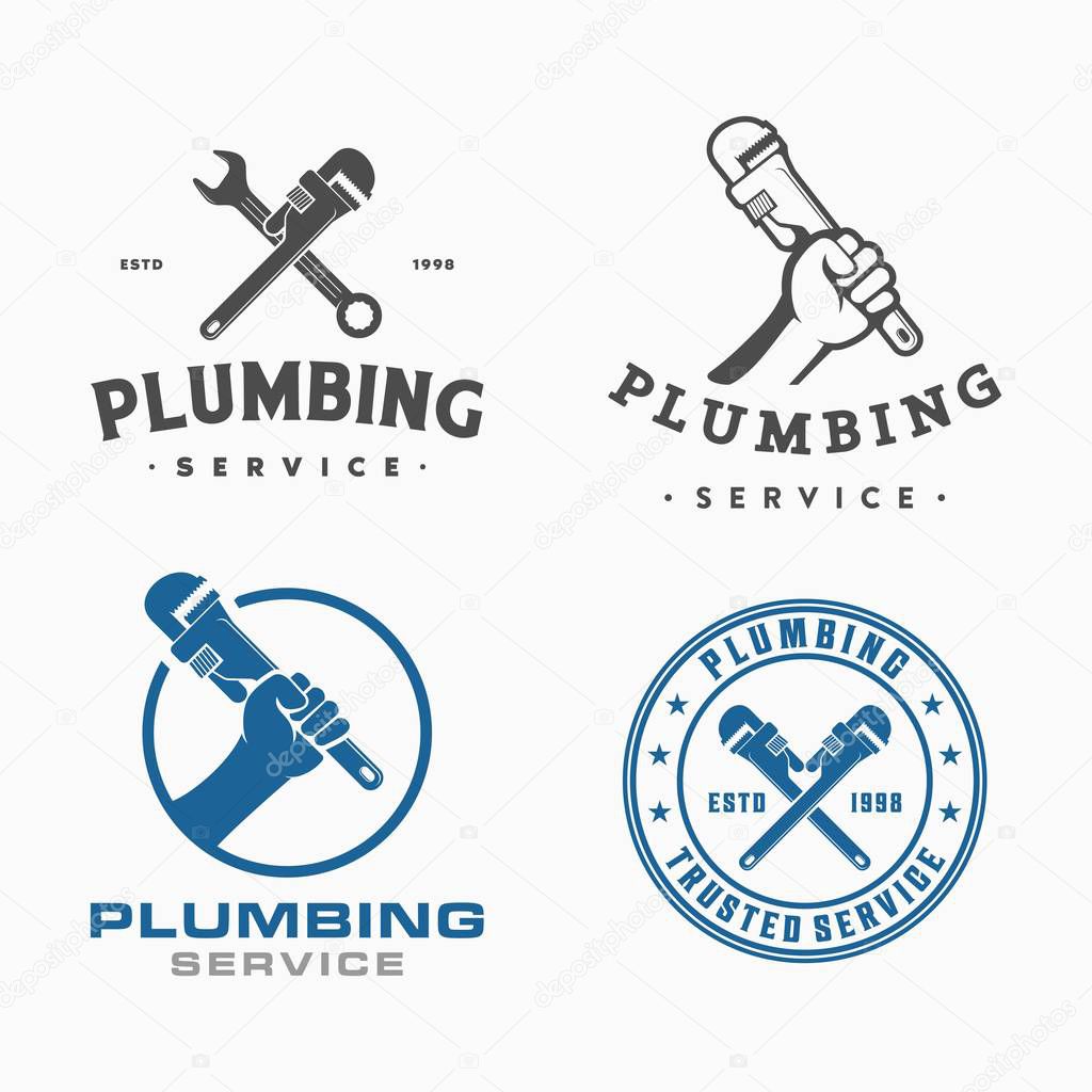 Plumbing and service logo, icon and illustration