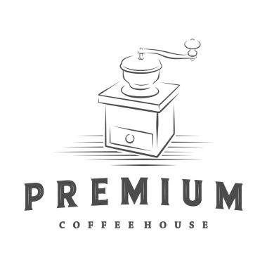 Klasik kahve kızartma logosu, simge ve illüstrasyon