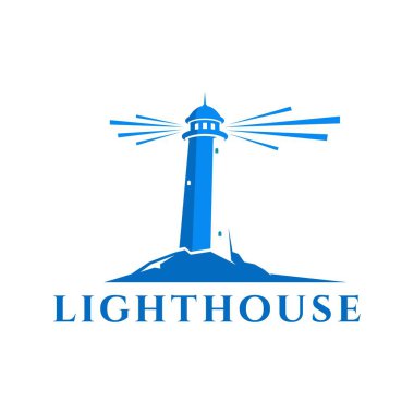 lighthouse and building logo, icon and illustration clipart