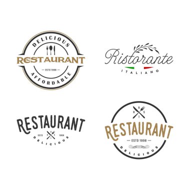 Klasik restoran logosu, simgesi ve şablonu