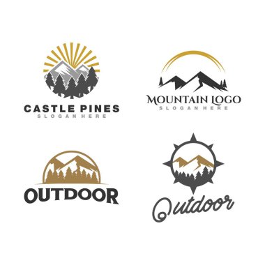 dağ ve açık hava logosu, simge ve resimleme