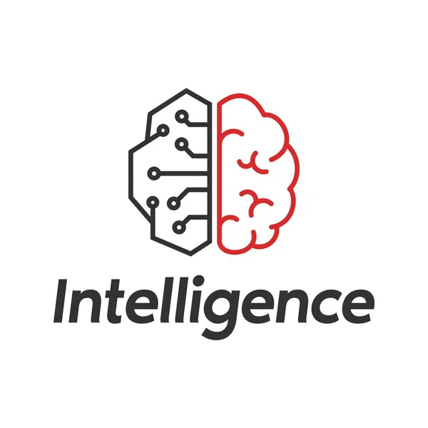 Beyin ve teknoloji logosu, simge ve şablon