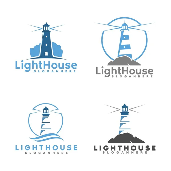 deniz feneri ve bina logosu, simge ve illüstrasyon