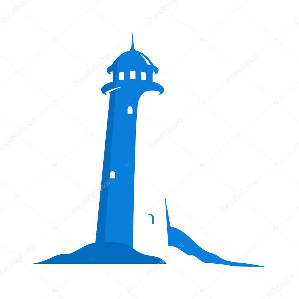 lighthouse and building logo, icon and illustration