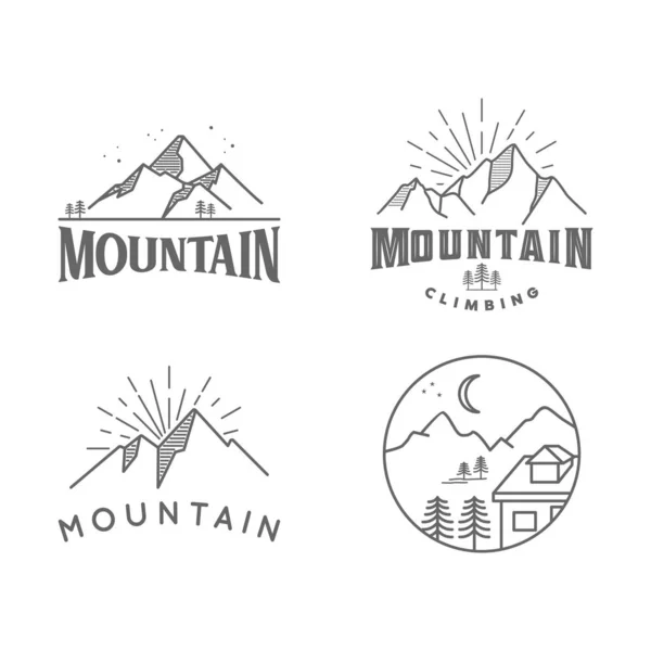 Logo Montaña Vintage Mono Línea Icono Ilustración — Vector de stock