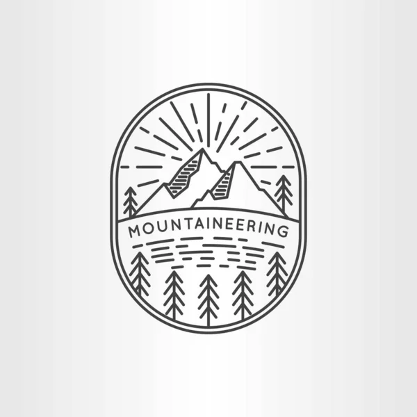 Vintage Mountain Und Mono Line Logo Symbol Und Illustration — Stockvektor