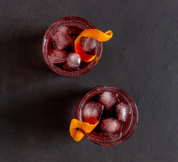 Cocktail Negroni Amer Gin Vermouth Ice Bar Recettes Boissons Alcoolisées — Photo