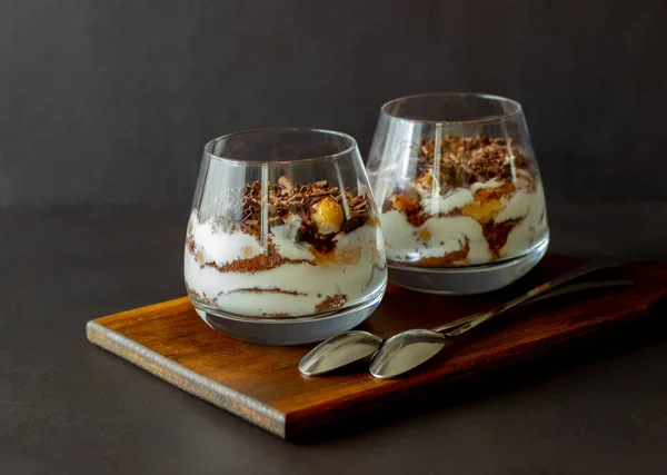 Italian Dessert Tiramisu Glass National Cuisine Traditional Recipe — Stock Photo, Image