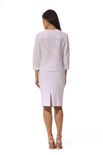 Indyjski biznes kobieta executive pozowanie w Projektant spódnica biały garnitur — Zdjęcie stockowe