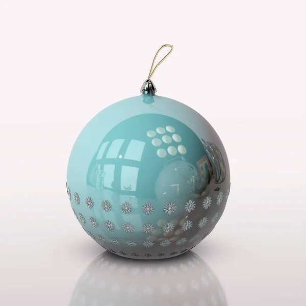 3D απεικόνιση του χριστουγεννιάτικο δέντρο στρογγυλό παιχνίδι με νιφάδες χιονιού des — Φωτογραφία Αρχείου