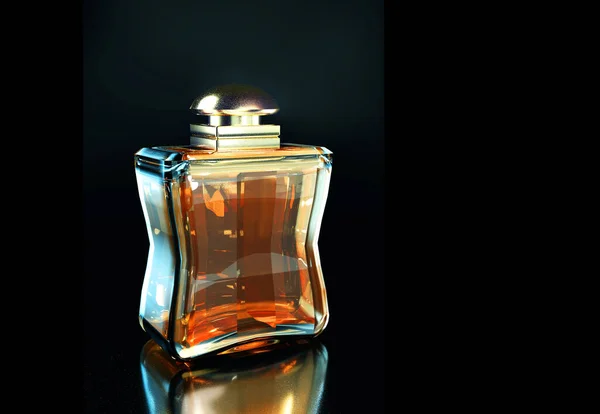 Flacon Parfum Illustration Rester Sur Table Verre Avec Espace Copie — Photo