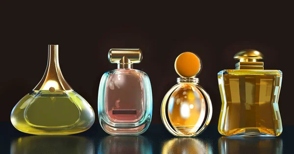 Ilustração Frasco Perfume Ficar Mesa Vidro Com Espaço Cópia Fundo Imagem De Stock