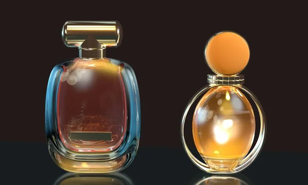 Botella Perfume Ilustración Permanecer Mesa Vidrio Con Espacio Copia Sobre — Foto de Stock