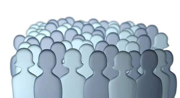 Rysunek osoby ludzie tłum 3d ilustracja odizolowana na białym — Zdjęcie stockowe