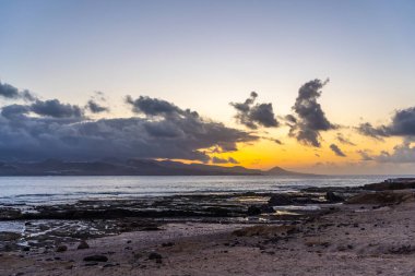 Sunset with some clouds on the coast of Gran Canaria