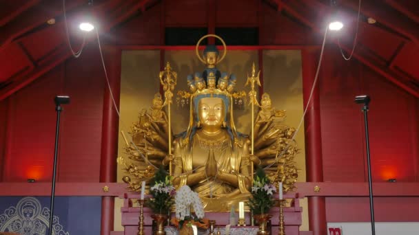 Santuario Paisaje Del Templo Llamado Tera Japón Hay Una Estatua — Vídeo de stock