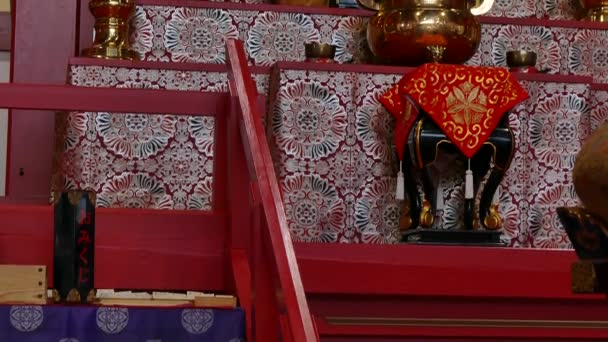 Santuário Cenário Templo Chamado Tera Japão Uma Estátua Dourada Buda — Vídeo de Stock