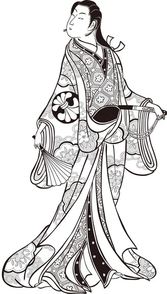 Женщины укиё-э 38 Черно-белые — стоковый вектор