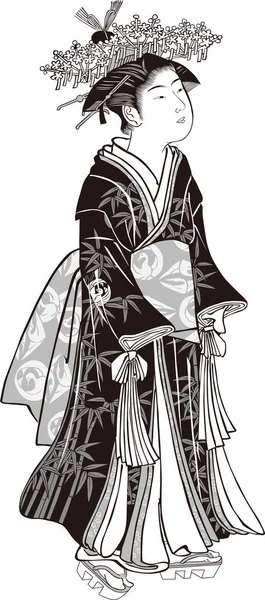 Ukiyo-e enfants 8 Noir et blanc — Image vectorielle