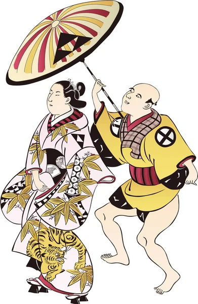 Ukiyoe Hommes et femmes 2 — Image vectorielle